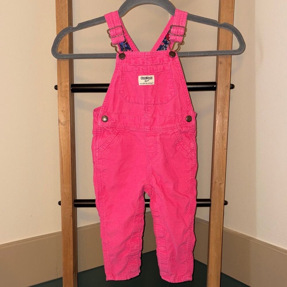 OshKosh B'gosh Vibrant Pink Corduroy Kids Overalls Size 12-18 Months